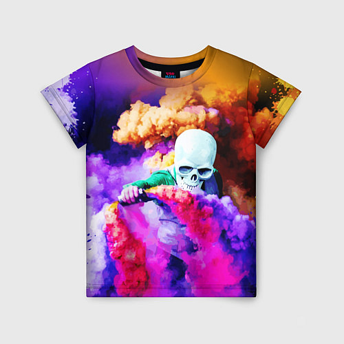 Детская футболка Череп в дыму / 3D-принт – фото 1