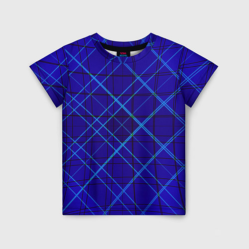 Детская футболка Сине-черная геометрия 3D / 3D-принт – фото 1