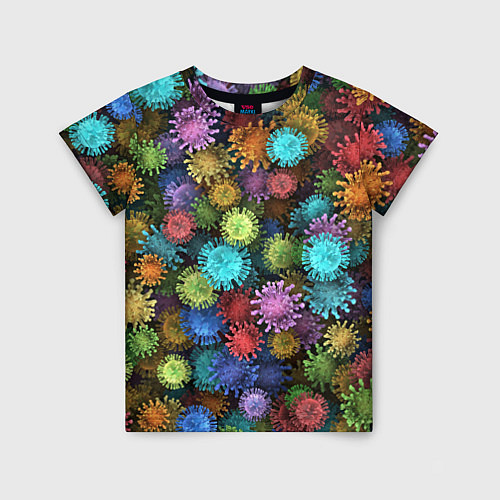 Детская футболка Разноцветные вирусы / 3D-принт – фото 1
