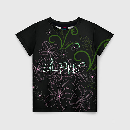 Детская футболка Lil Peep and flowers / 3D-принт – фото 1