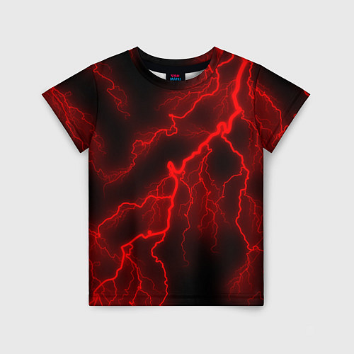 Детская футболка МОЛНИЯ RED NEON / 3D-принт – фото 1
