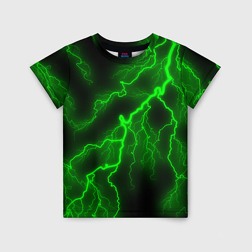 Детская футболка МОЛНИЯ GREEN NEON / 3D-принт – фото 1