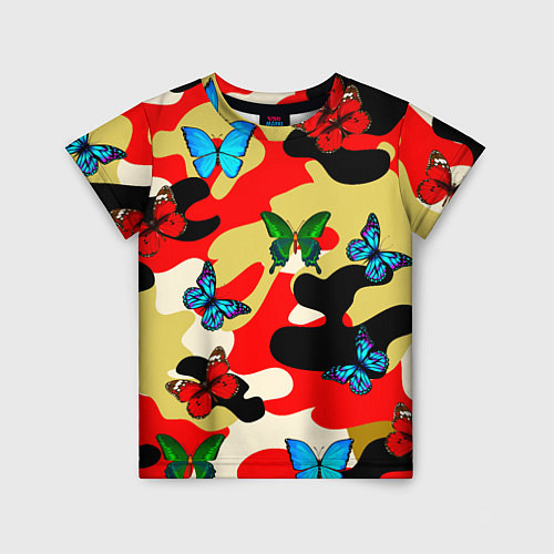 Детская футболка Камуфляжные бабочки / 3D-принт – фото 1