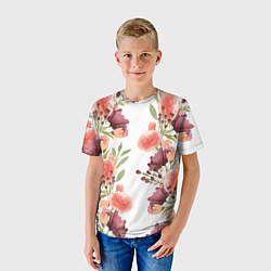 Футболка детская Цветы на белом, цвет: 3D-принт — фото 2