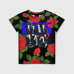 Футболка детская BTS Roses Black, цвет: 3D-принт