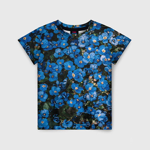Детская футболка Поле синих цветов фиалки лето / 3D-принт – фото 1