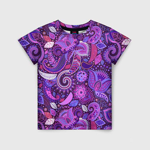 Детская футболка Фиолетовый этнический дудлинг / 3D-принт – фото 1
