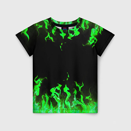 Детская футболка GREEN FIRE ОГОНЬ / 3D-принт – фото 1