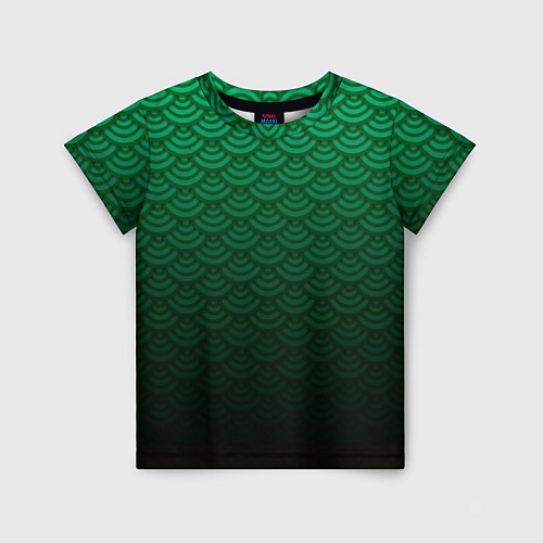 Детская футболка Узор зеленая чешуя дракон / 3D-принт – фото 1