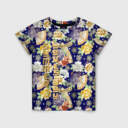 Детская футболка Пионы Японии Summer Loves You / 3D-принт – фото 1