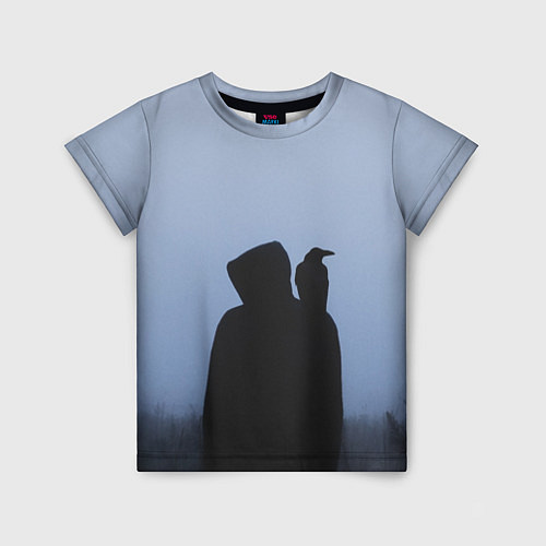 Детская футболка Силуэт ворон капюшон ночь / 3D-принт – фото 1