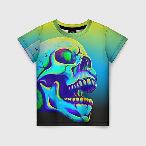 Детская футболка Neon skull / 3D-принт – фото 1