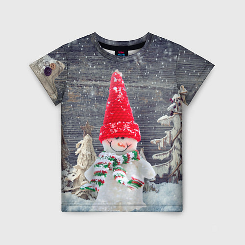 Детская футболка Снеговик, Новогодняя / 3D-принт – фото 1