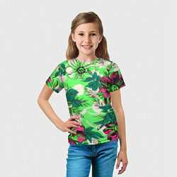 Футболка детская Цветы в неоне, цвет: 3D-принт — фото 2