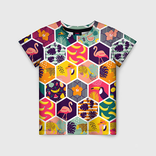Детская футболка Тропические соты / 3D-принт – фото 1