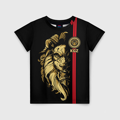 Детская футболка Киргизия - золотой лев / 3D-принт – фото 1