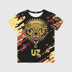 Детская футболка Узбекистан - агрессивный волк