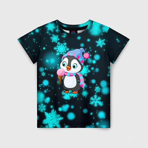 Детская футболка Новогодний пингвин / 3D-принт – фото 1