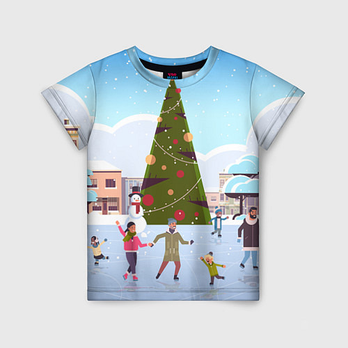 Детская футболка Новогодний каток / 3D-принт – фото 1