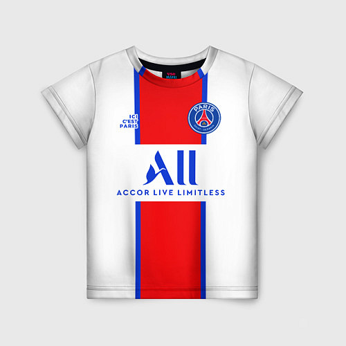 Детская футболка PSG, выездная сезон 2021 / 3D-принт – фото 1