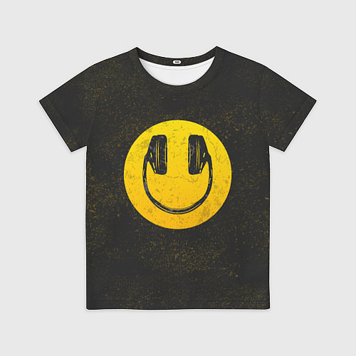 Детская футболка Наушники Смайл / 3D-принт – фото 1