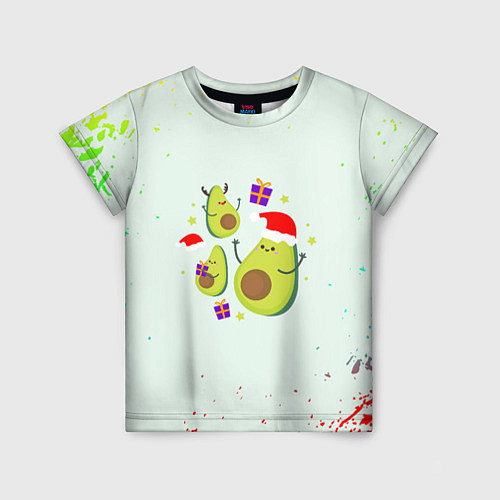 Детская футболка Новогодние Авокадо / 3D-принт – фото 1