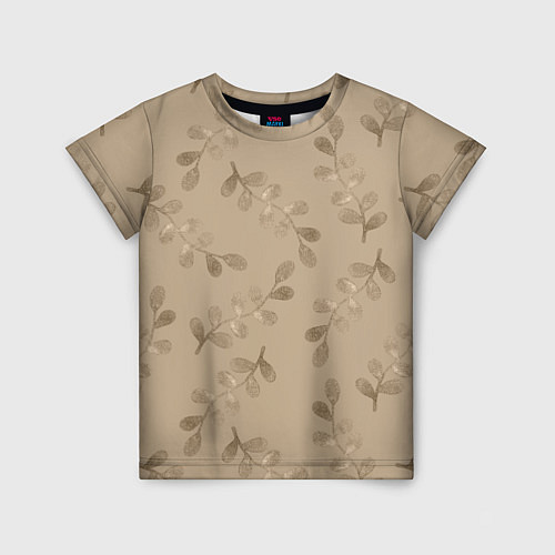 Детская футболка Листья на бежевом фоне / 3D-принт – фото 1
