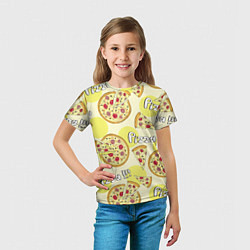 Футболка детская Узор - Пицца на желтом, цвет: 3D-принт — фото 2