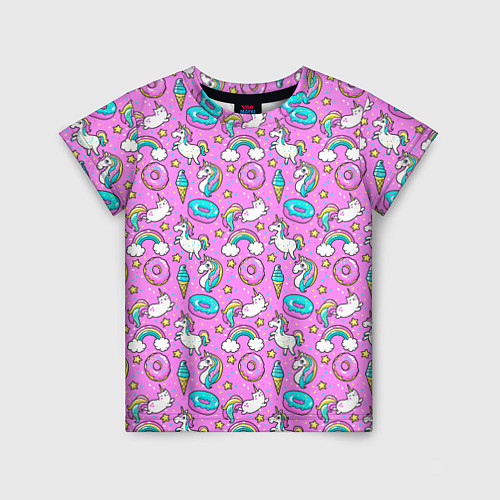 Детская футболка Единороги и пончики / 3D-принт – фото 1