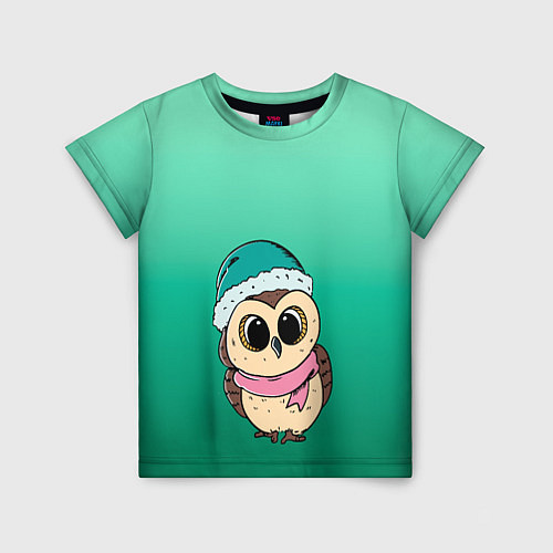 Детская футболка Сова в шапке и шарфике / 3D-принт – фото 1