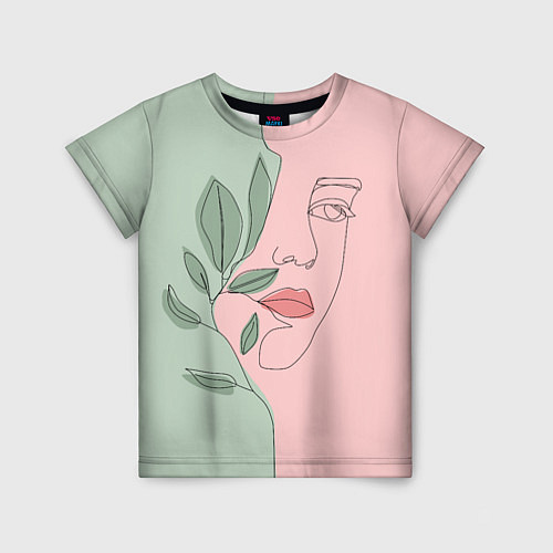 Детская футболка Девушка с листьями / 3D-принт – фото 1