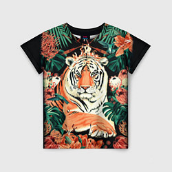 Детская футболка Огненный Тигр в Цветах