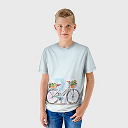 Футболка детская Акварельный велосипед, цвет: 3D-принт — фото 2