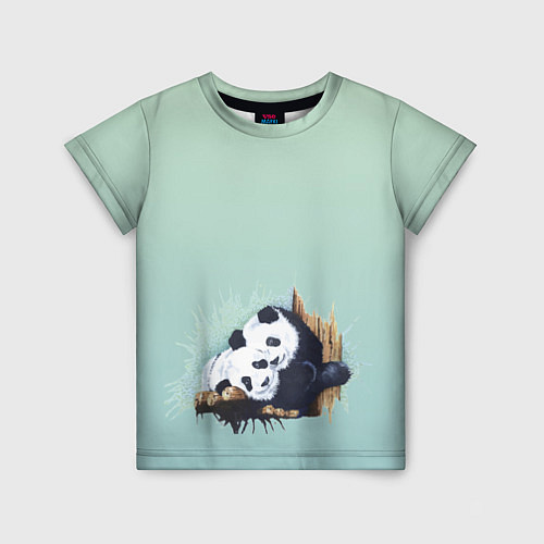 Детская футболка Акварельные панды / 3D-принт – фото 1