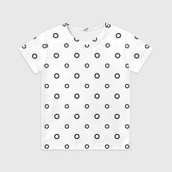 Футболка детская Черно-белый узор в горошек, цвет: 3D-принт