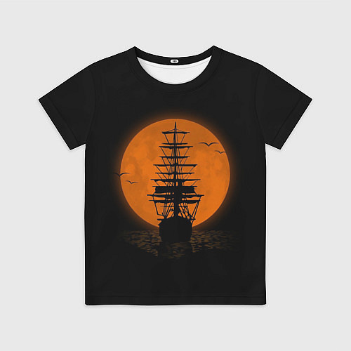 Детская футболка Корабль и луна / 3D-принт – фото 1