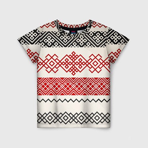 Детская футболка Славянский узор красно-черный / 3D-принт – фото 1