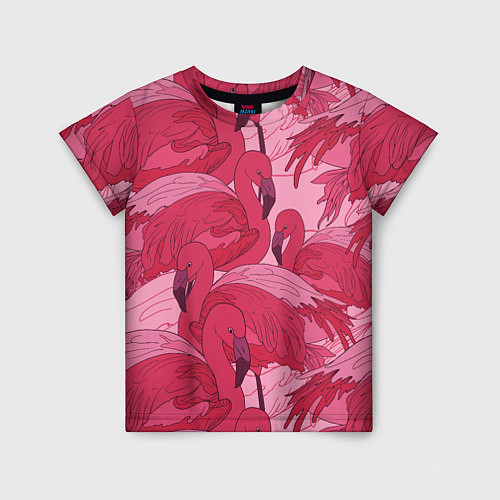 Детская футболка Розовые фламинго / 3D-принт – фото 1
