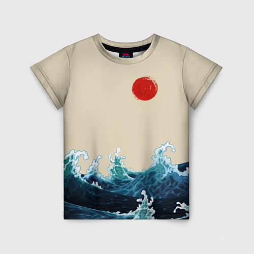 Детская футболка Японский Стиль Волны и Солнце / 3D-принт – фото 1