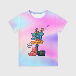 Футболка детская Кот путешественник, цвет: 3D-принт