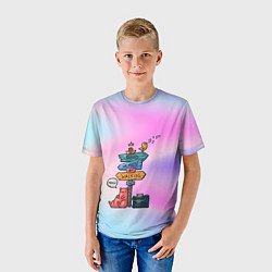 Футболка детская Кот путешественник, цвет: 3D-принт — фото 2