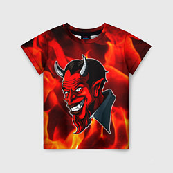 Детская футболка The devil is on fire