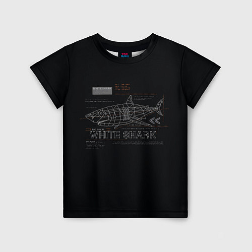Детская футболка White Shark Белая акула / 3D-принт – фото 1