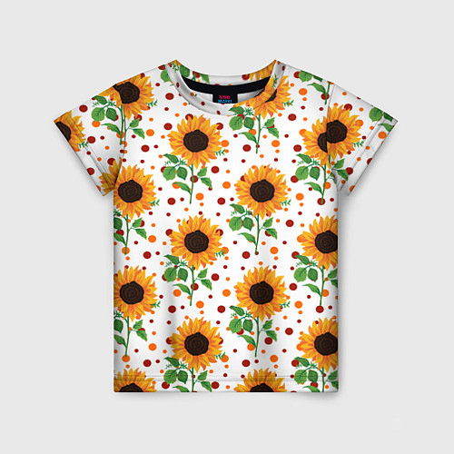 Детская футболка Оранжевые летние подсолнухи / 3D-принт – фото 1