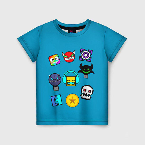 Детская футболка Geometry Dash Icons / 3D-принт – фото 1