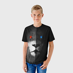 Футболка детская ЛЕВ - НЕОНОВЫЕ ГЛАЗА, цвет: 3D-принт — фото 2