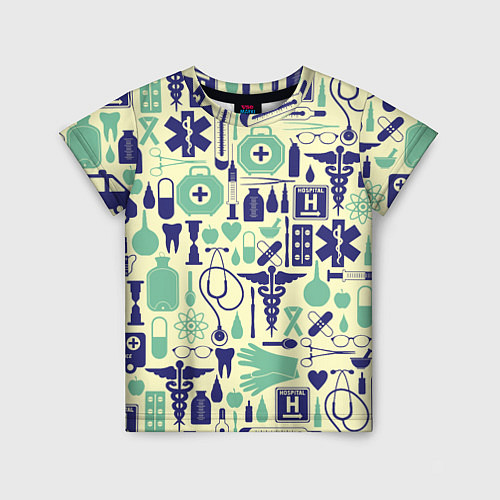 Детская футболка Медицина Паттерн Z / 3D-принт – фото 1