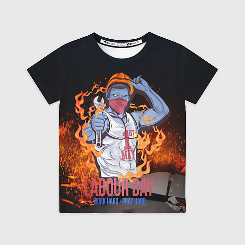 Детская футболка Work hard / 3D-принт – фото 1