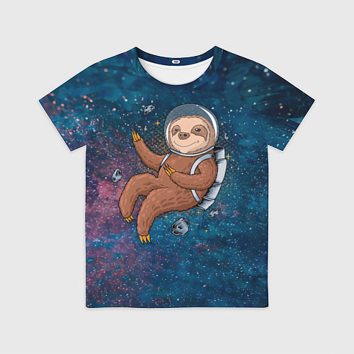 Детская футболка Милый ленивец в космосе / 3D-принт – фото 1