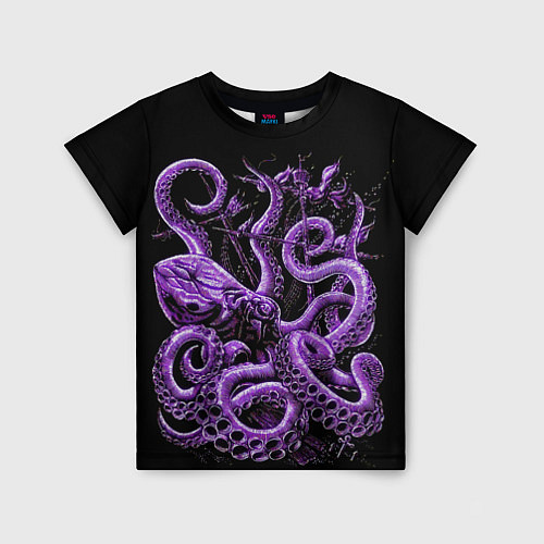 Детская футболка Фиолетовый Кракен / 3D-принт – фото 1